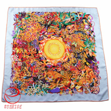 Multi-Color Print Square Silk Scarf